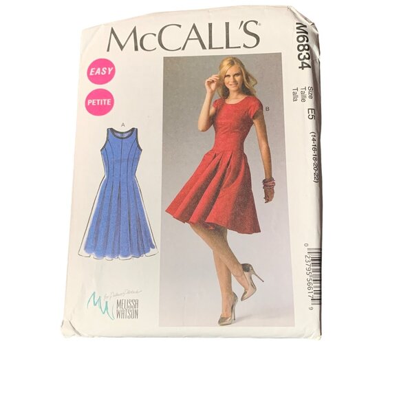 McCalls M6834 Dress Sewing Pattern Melissa Watson Size 14-22 uncut - Picture 1 of 2